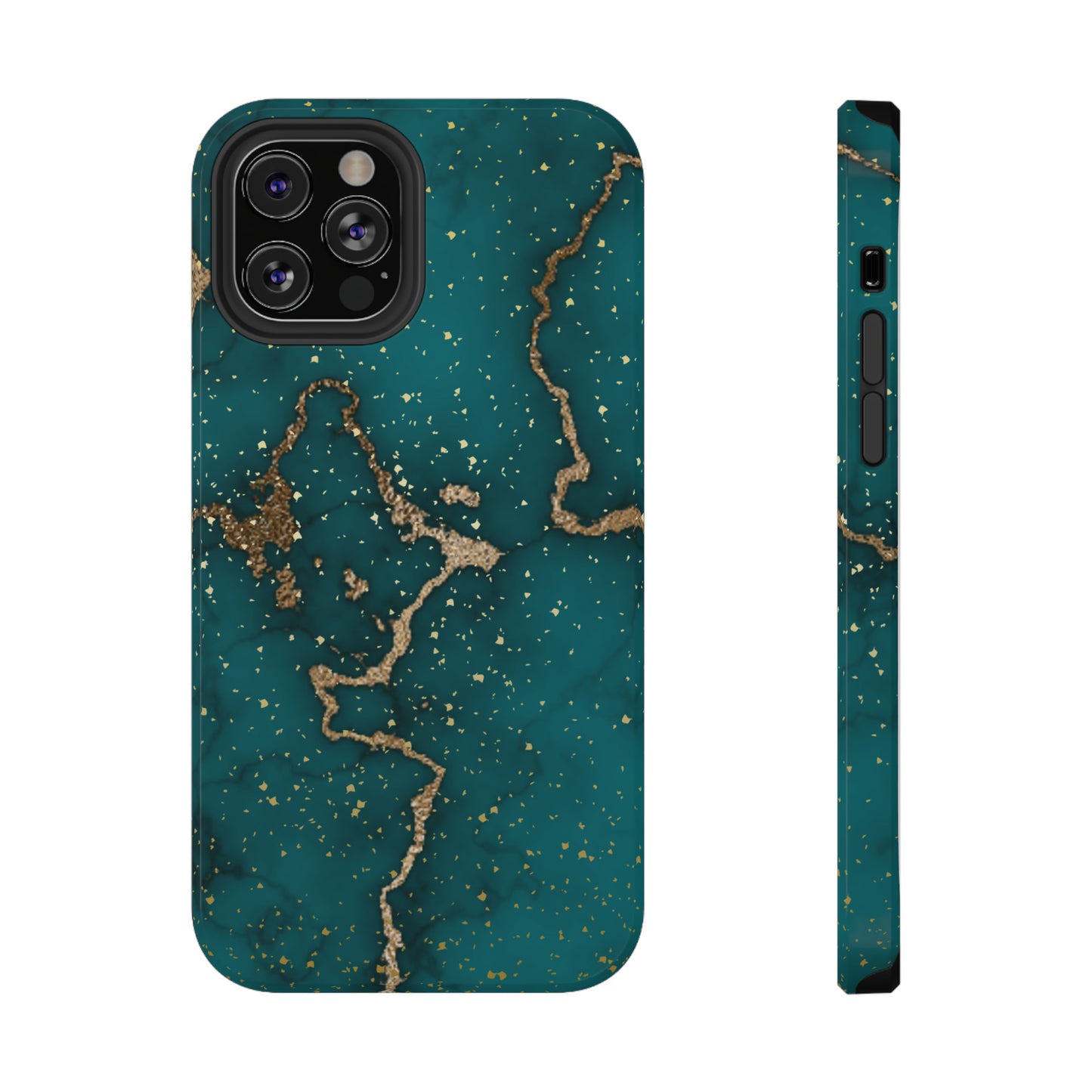 Teal & Gold Marble Phone Case Glossy Finish