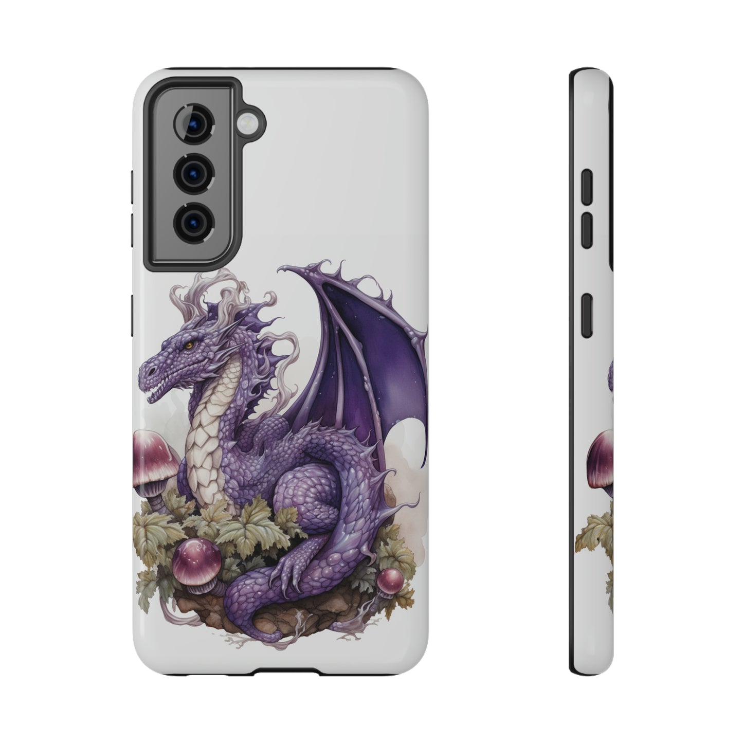 Purple Dragon and Mushrooms Glossy Impact Resistant Phone Case