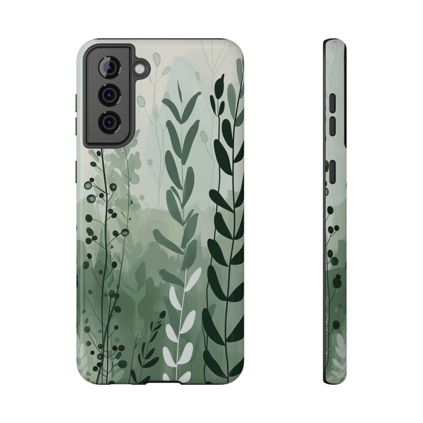 Sage Green Minimalist Floral Phone Case Glossy Finish