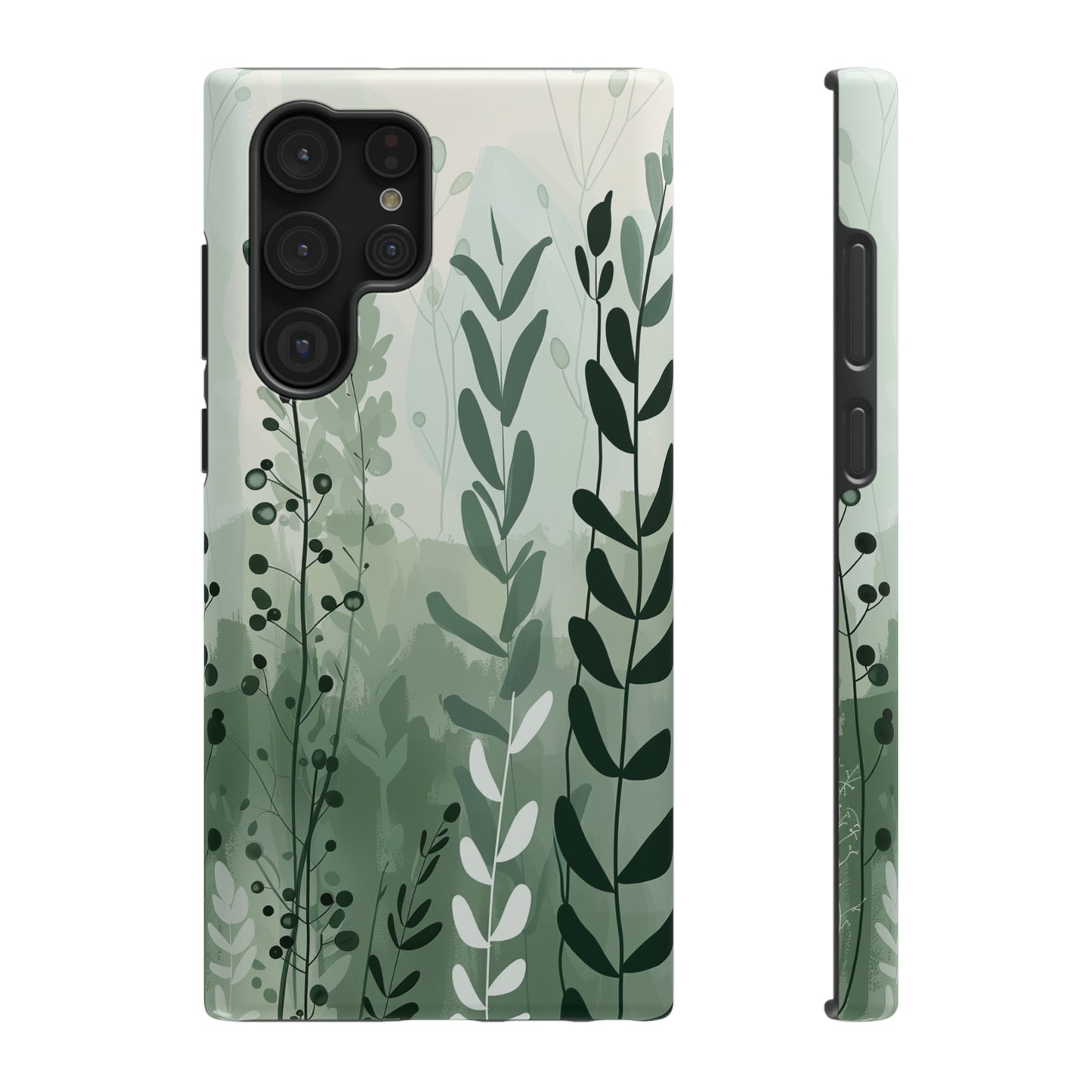 Sage Green Minimalist Floral Phone Case Glossy Finish