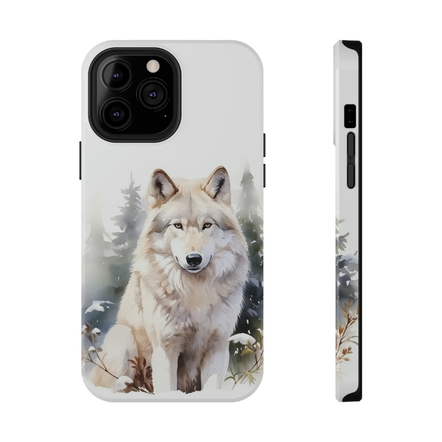 White Winter Wolf Impact Resistant Phone Case, Glossy Finish