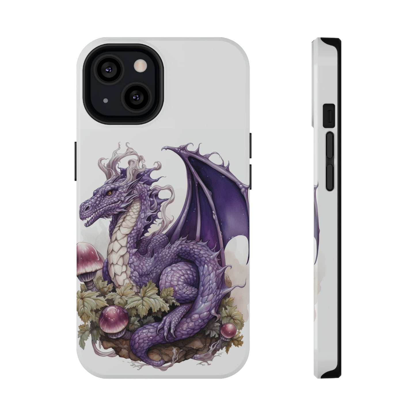 Purple Dragon and Mushrooms Glossy Impact Resistant Phone Case