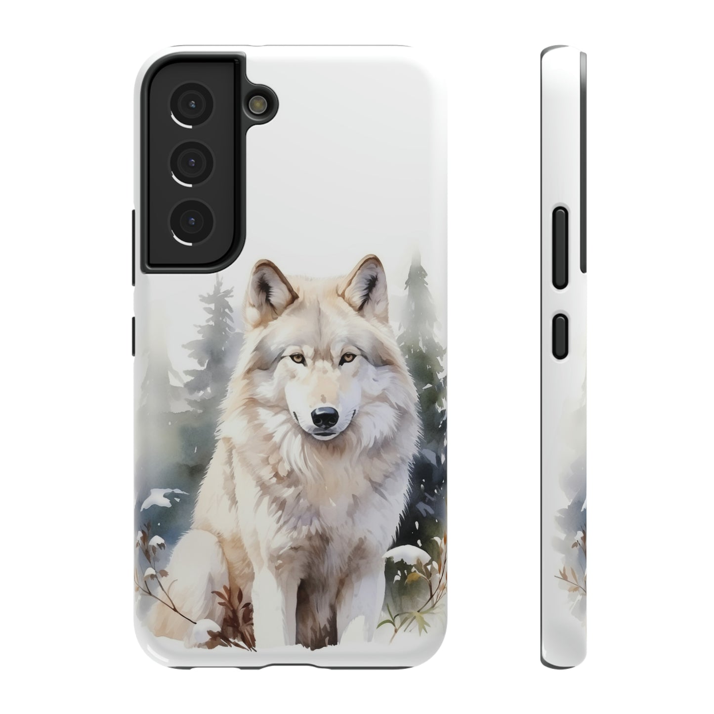 White Winter Wolf Impact Resistant Phone Case, Glossy Finish