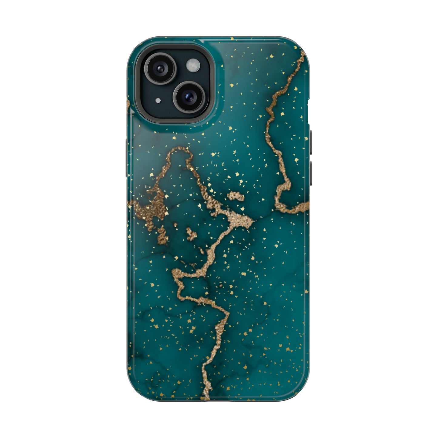 Teal & Gold Marble Phone Case Glossy Finish