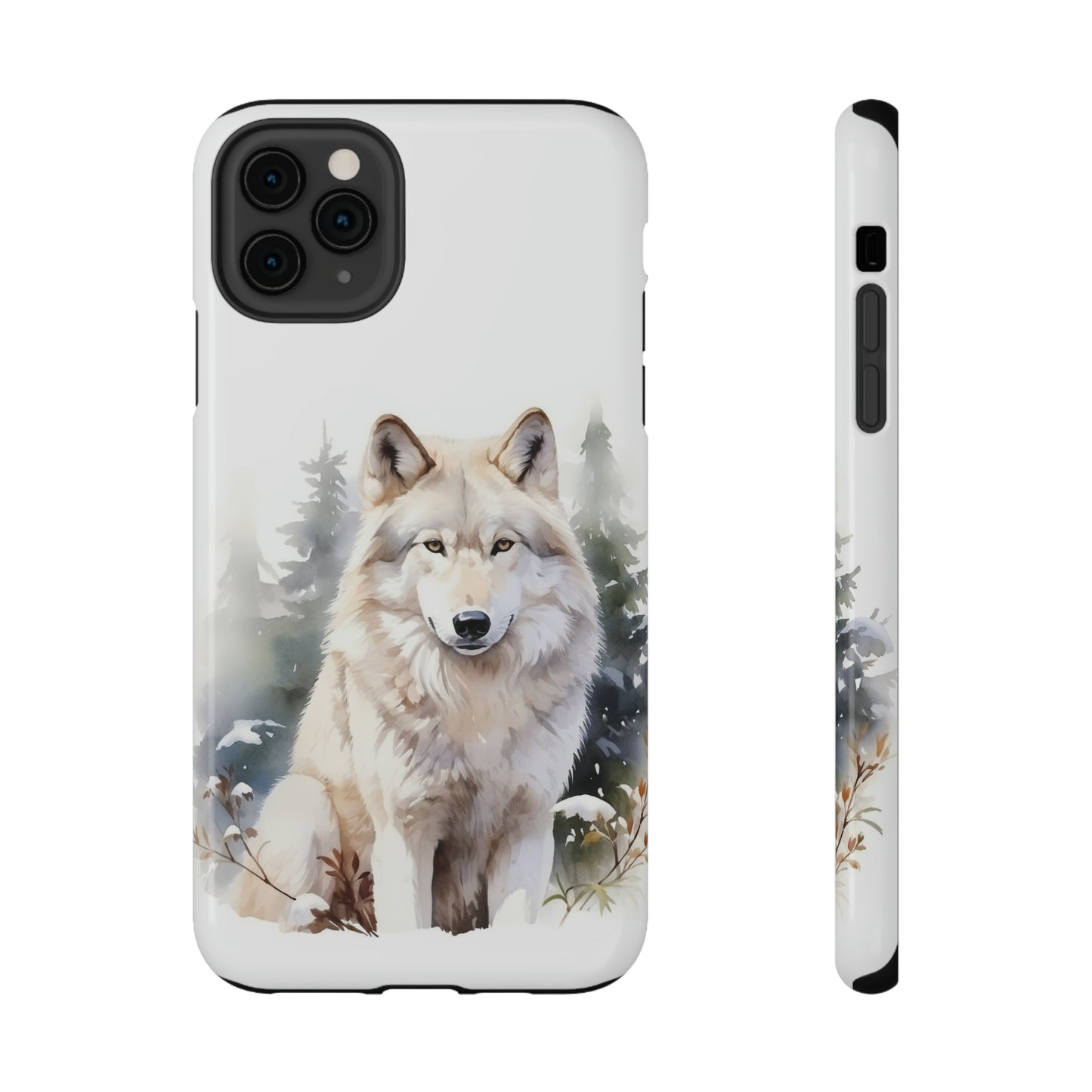 White Winter Wolf Impact Resistant Phone Case, Glossy Finish