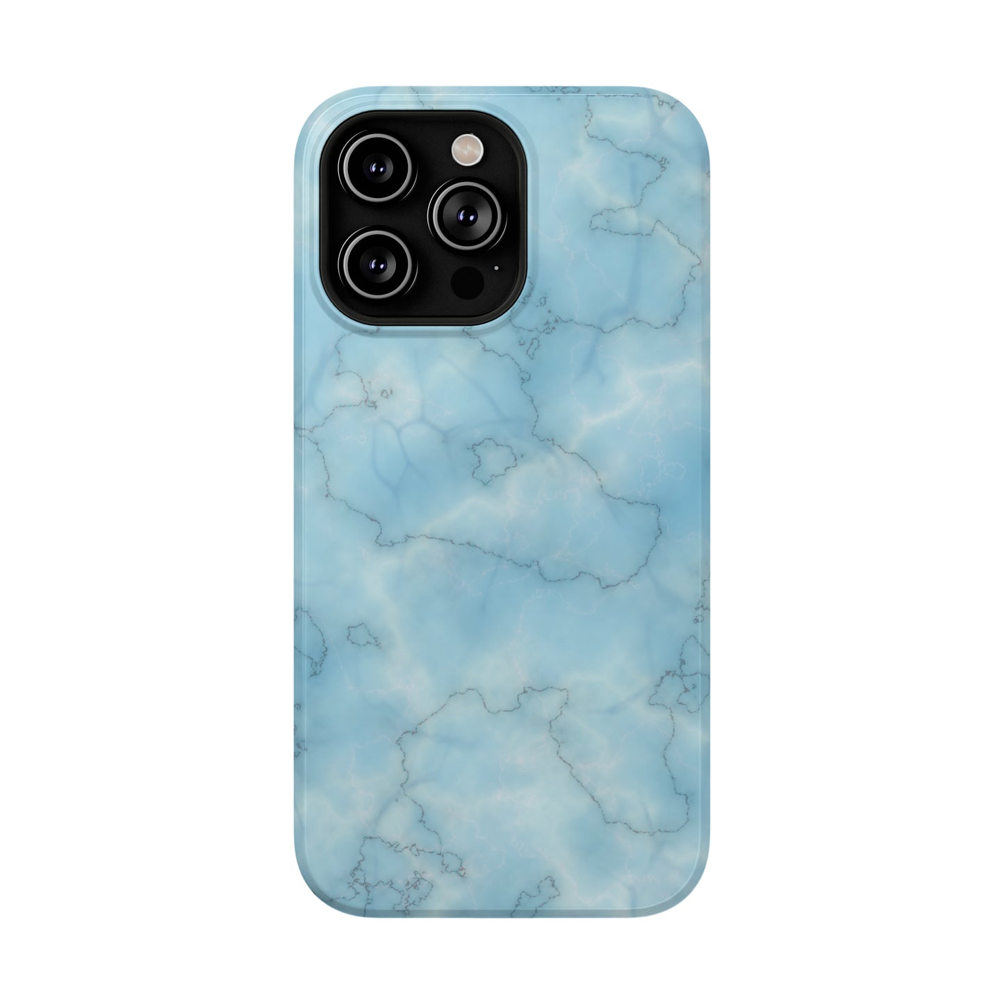 Light Blue Marble Glossy Impact Resistant Phone Case