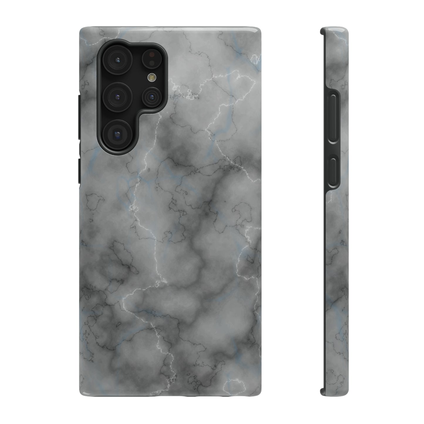 Gray Marble Glossy Impact Resistant Phone Case