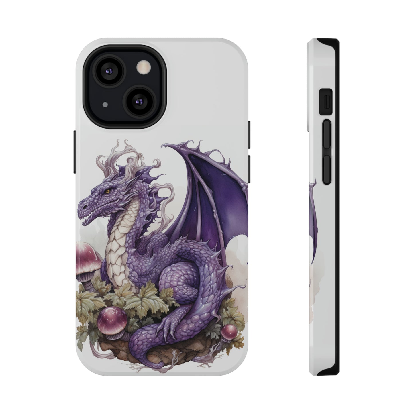 Purple Dragon and Mushrooms Glossy Impact Resistant Phone Case