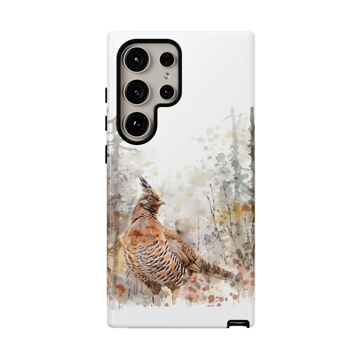 Patridge Ruffed Grouse Watercolor Style Phone Case