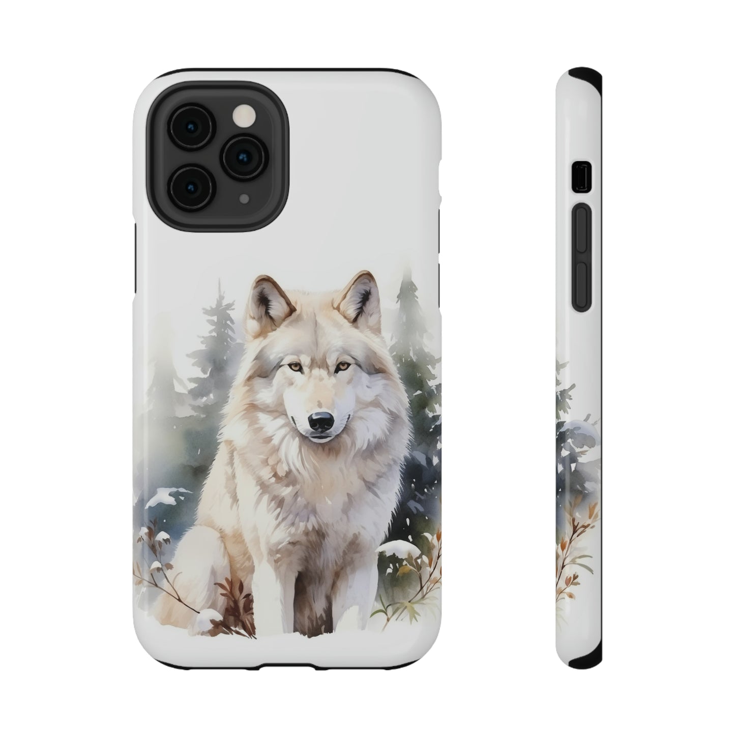 White Winter Wolf Impact Resistant Phone Case, Glossy Finish