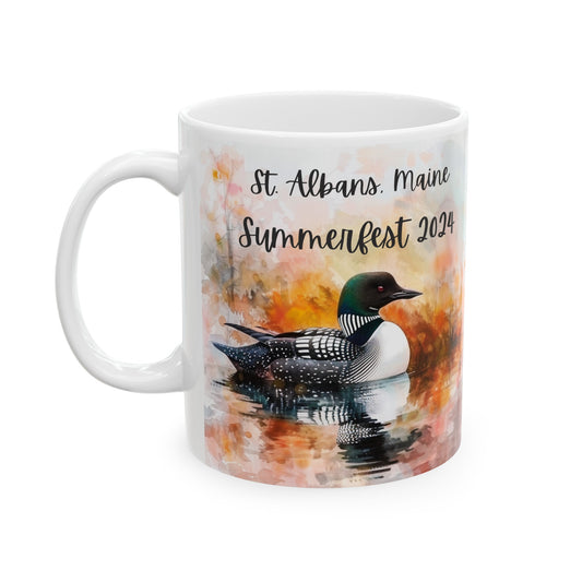 St. Albans Summerfest Loon Orange Watercolor Style Mug