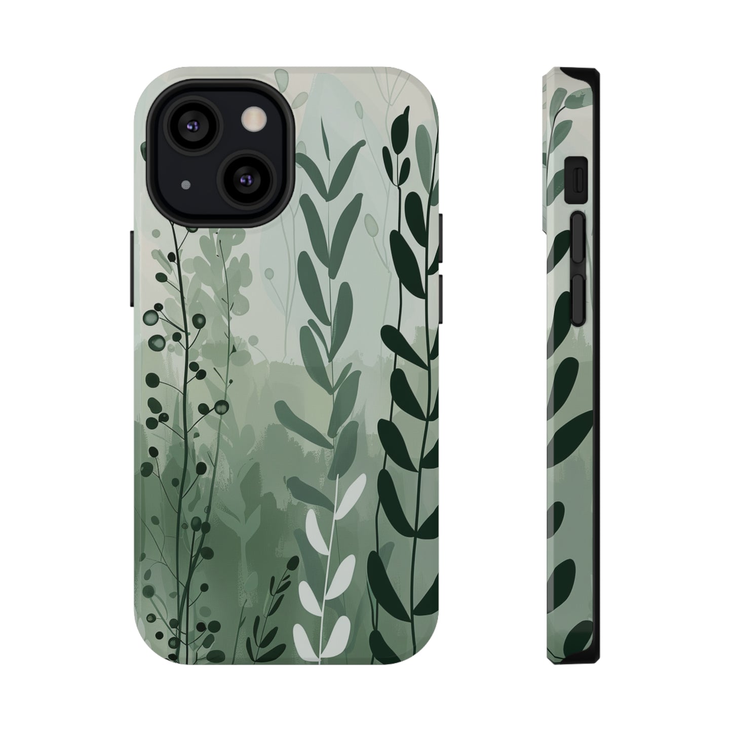 Sage Green Minimalist Floral Phone Case Glossy Finish