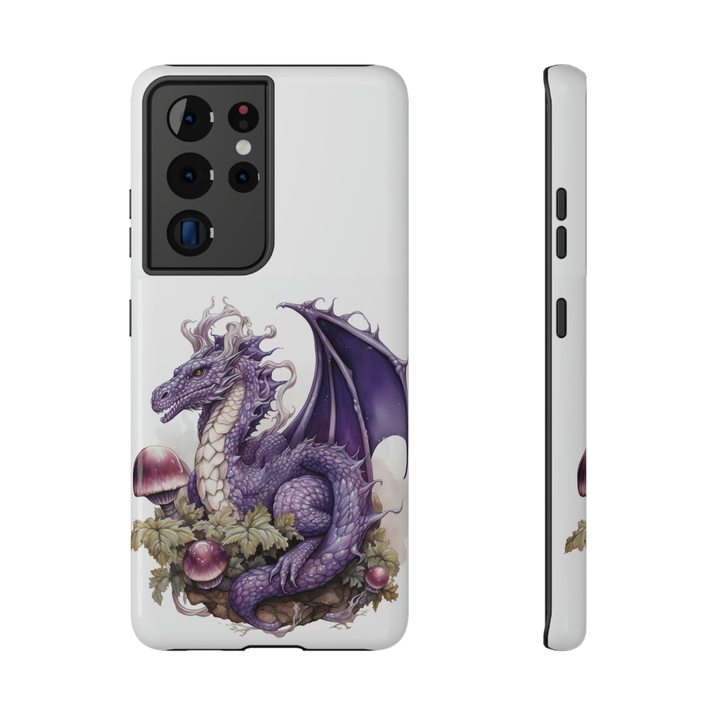 Purple Dragon and Mushrooms Glossy Impact Resistant Phone Case