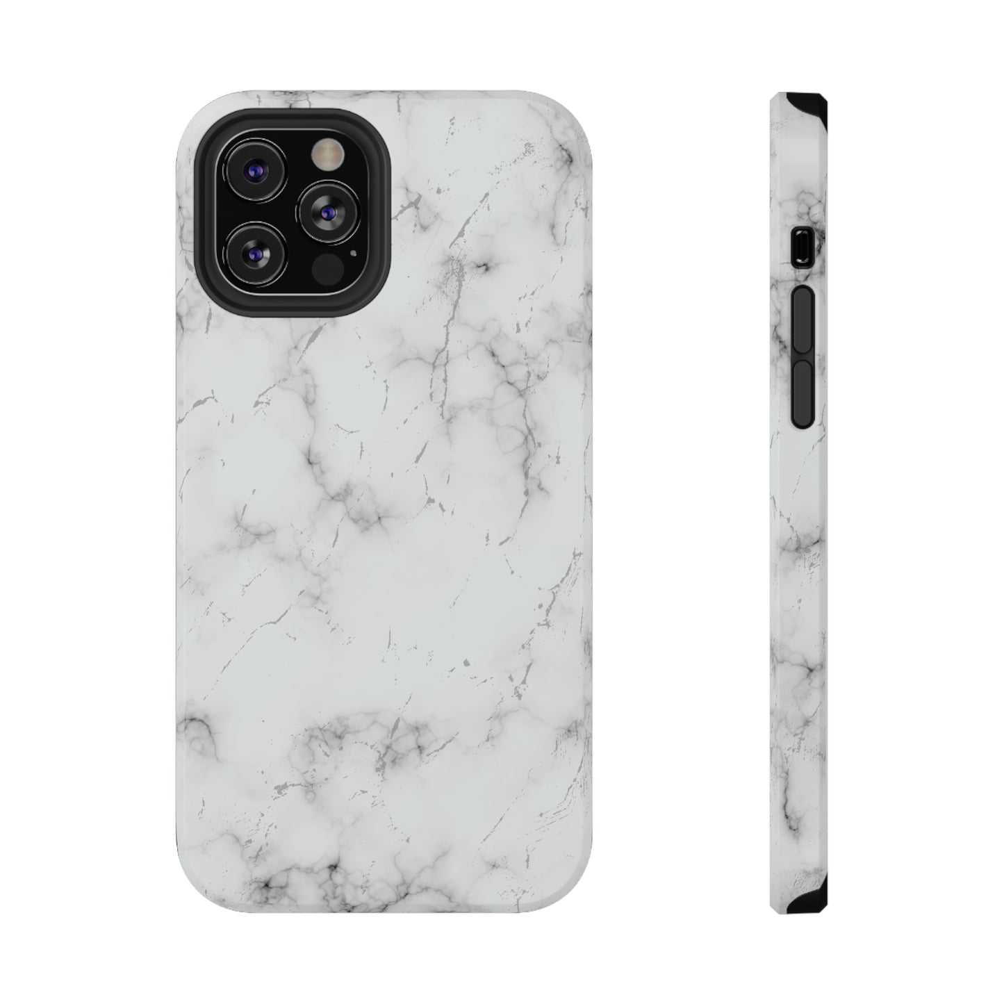 White and Black Glossy Impact Resistant Phone Case