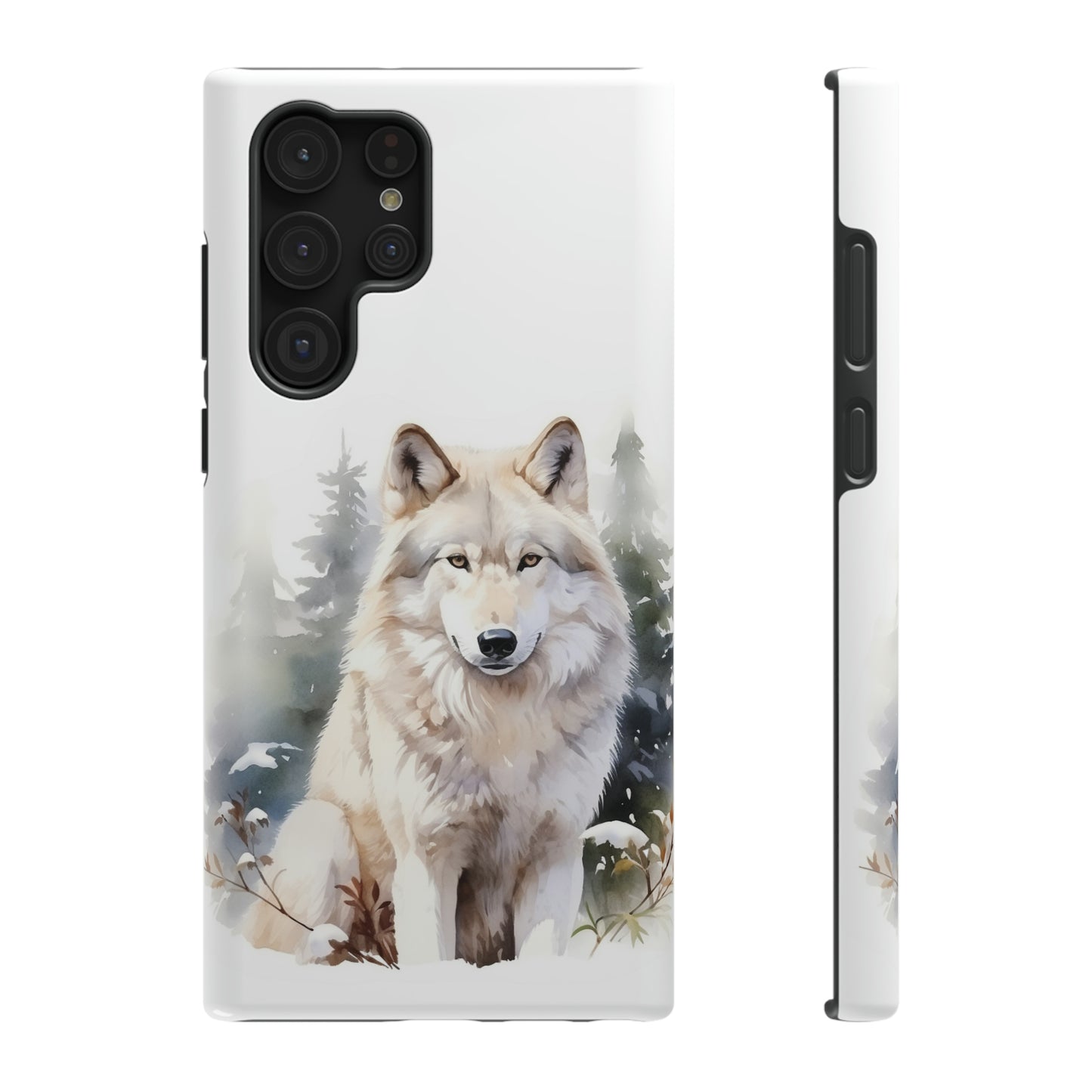 White Winter Wolf Impact Resistant Phone Case, Glossy Finish