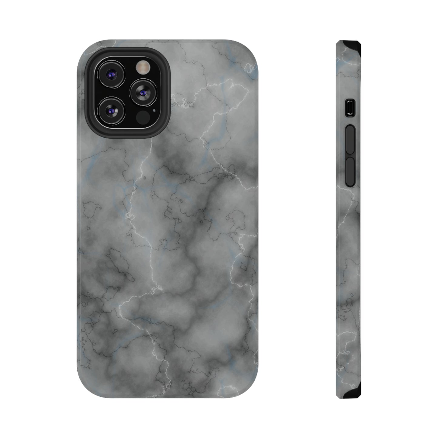 Gray Marble Glossy Impact Resistant Phone Case