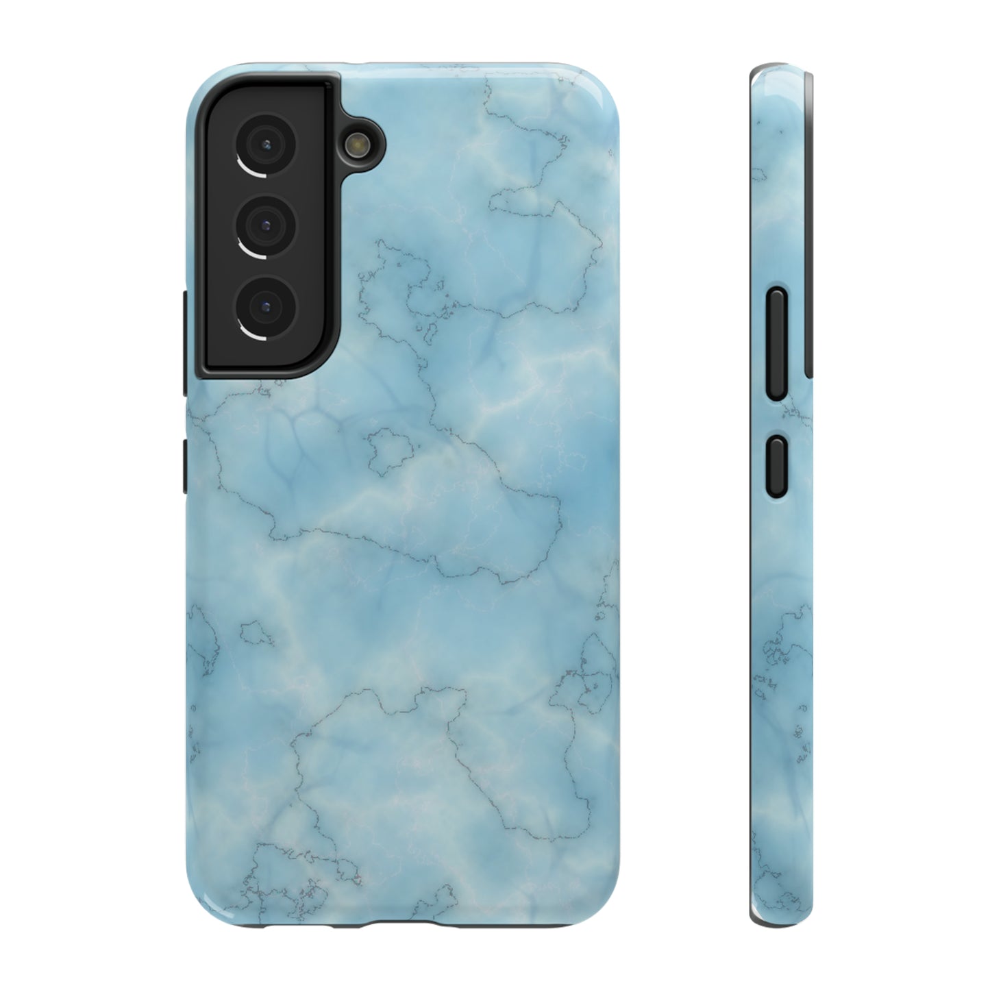 Light Blue Marble Glossy Impact Resistant Phone Case