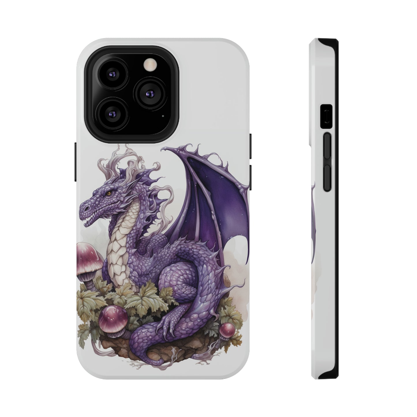 Purple Dragon and Mushrooms Glossy Impact Resistant Phone Case