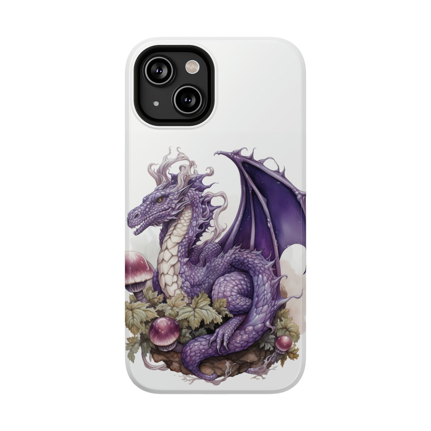 Purple Dragon and Mushrooms Glossy Impact Resistant Phone Case