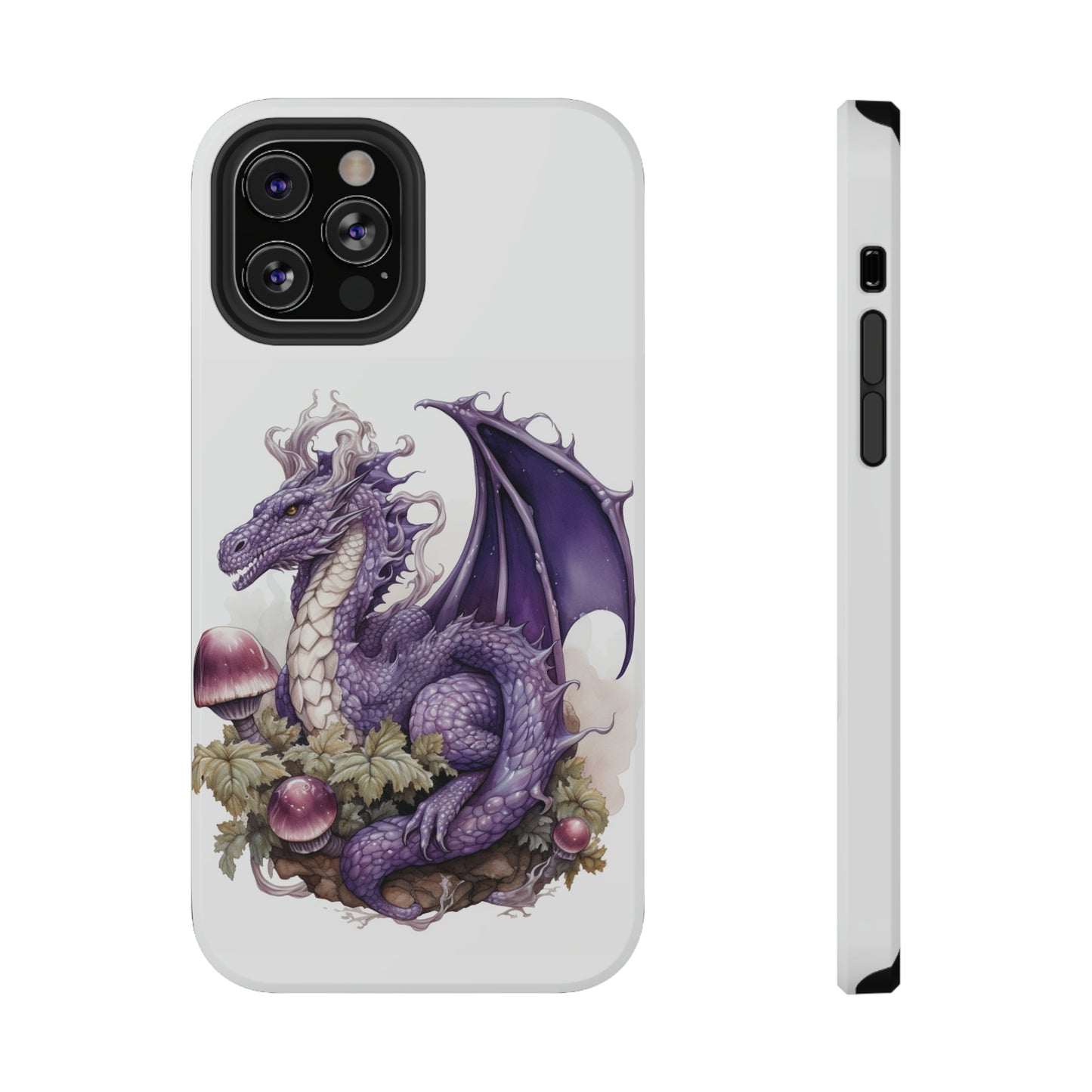 Purple Dragon and Mushrooms Glossy Impact Resistant Phone Case