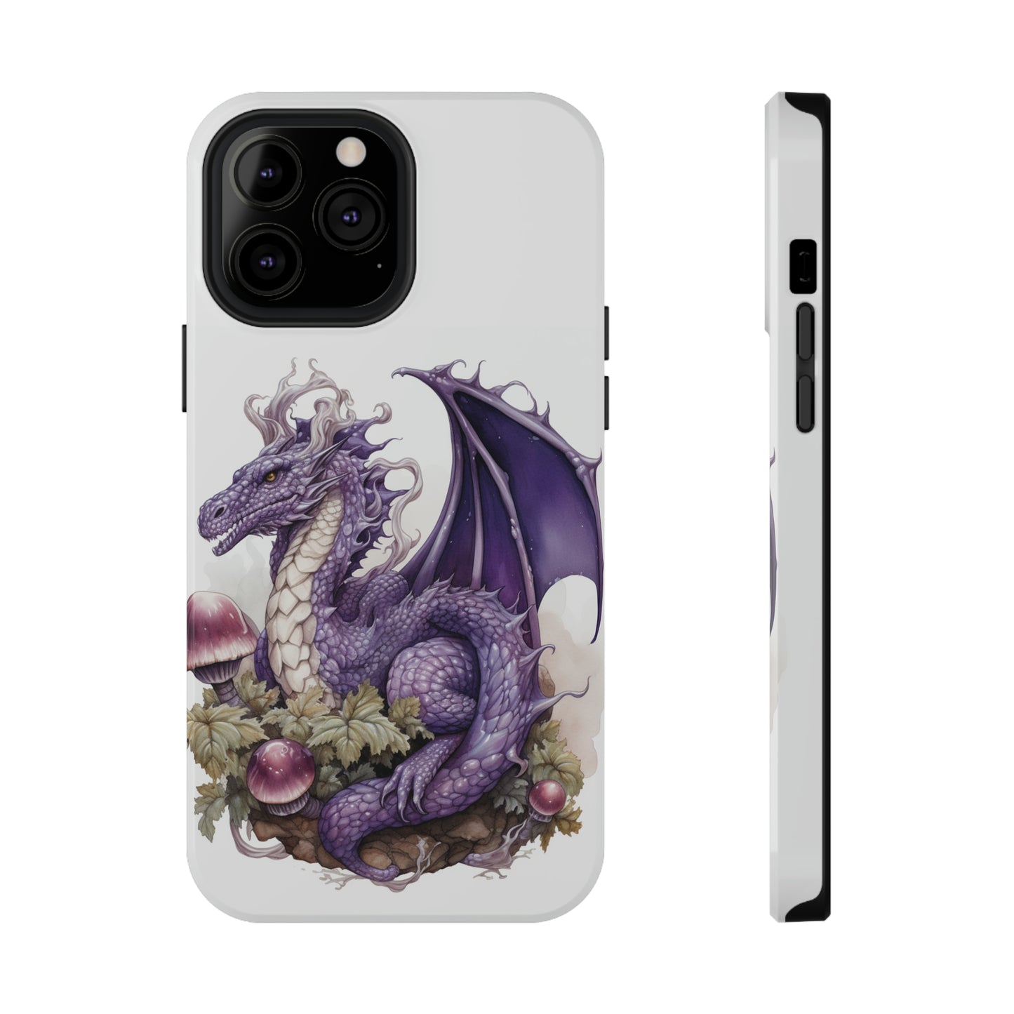 Purple Dragon and Mushrooms Glossy Impact Resistant Phone Case