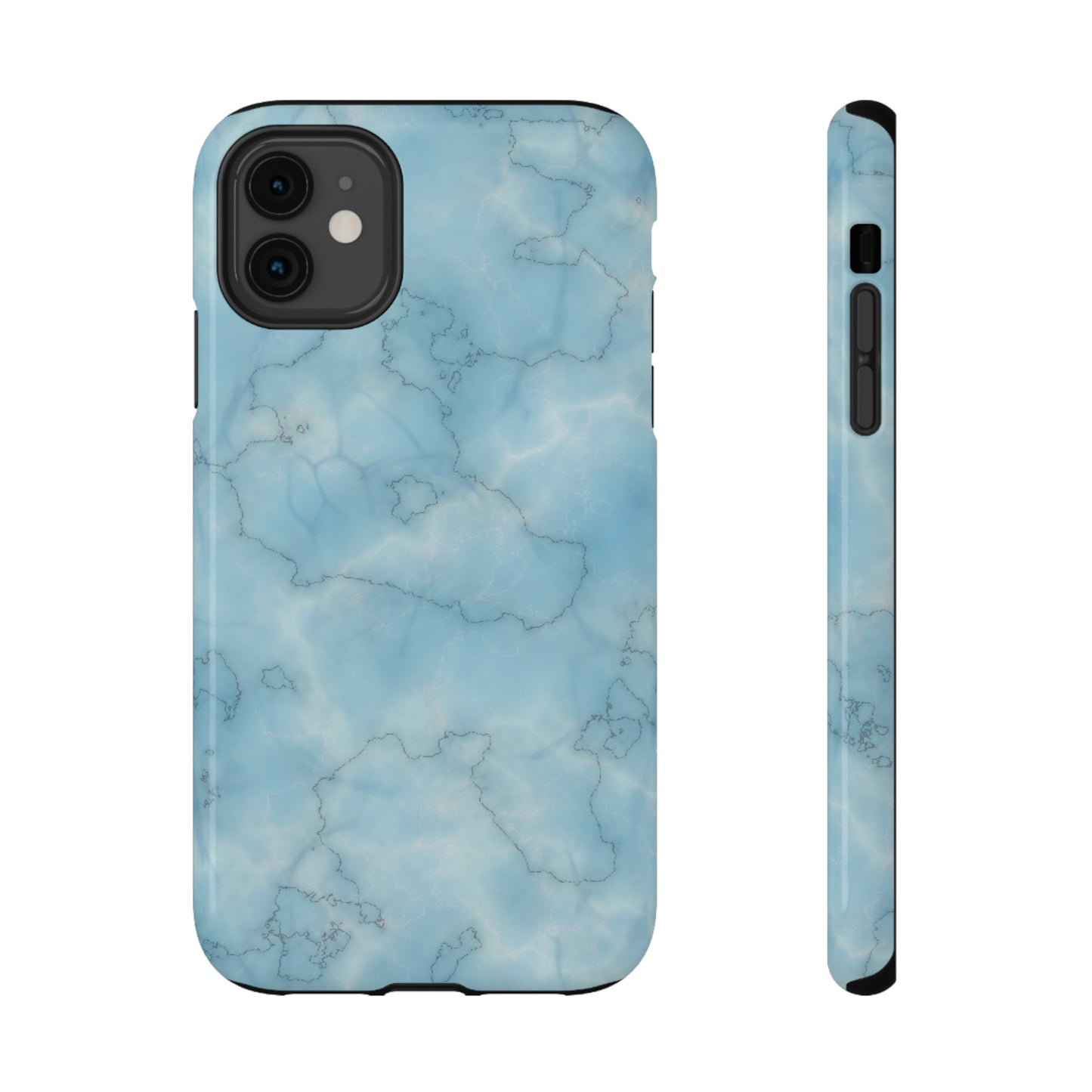 Light Blue Marble Glossy Impact Resistant Phone Case