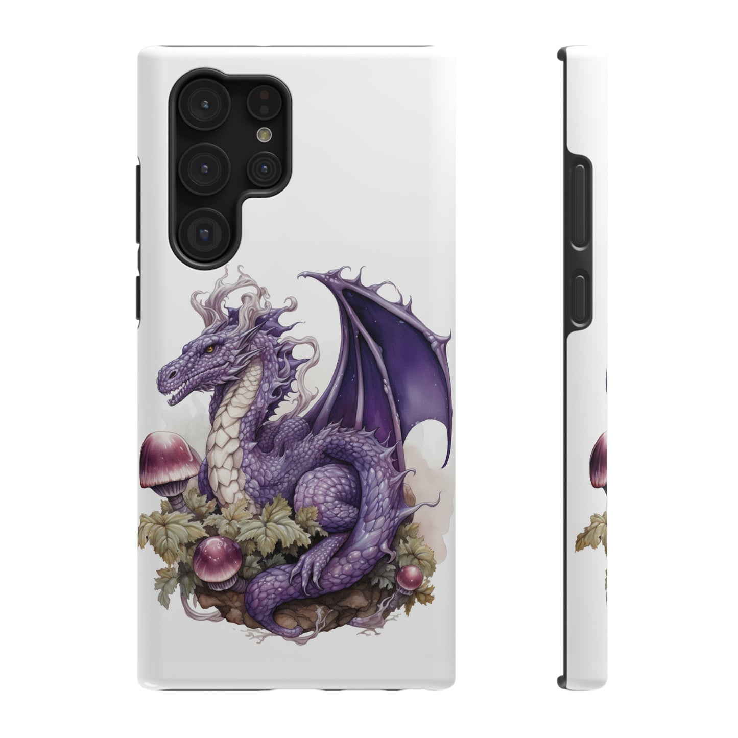 Purple Dragon and Mushrooms Glossy Impact Resistant Phone Case