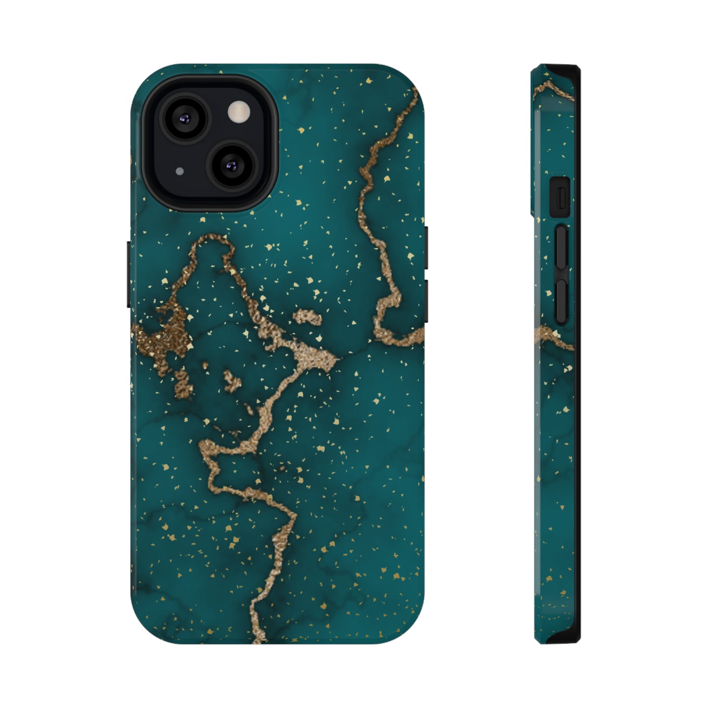 Teal & Gold Marble Phone Case Glossy Finish