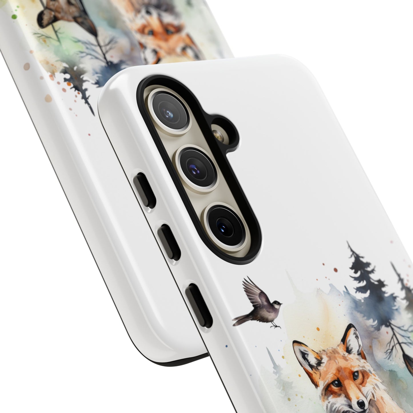 Red Fox Woodland Scene Watercolor Style Phone Case