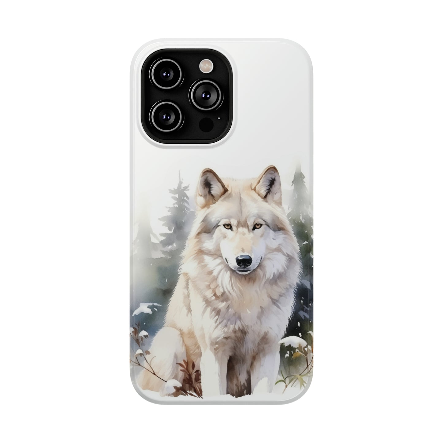 White Winter Wolf Impact Resistant Phone Case, Glossy Finish