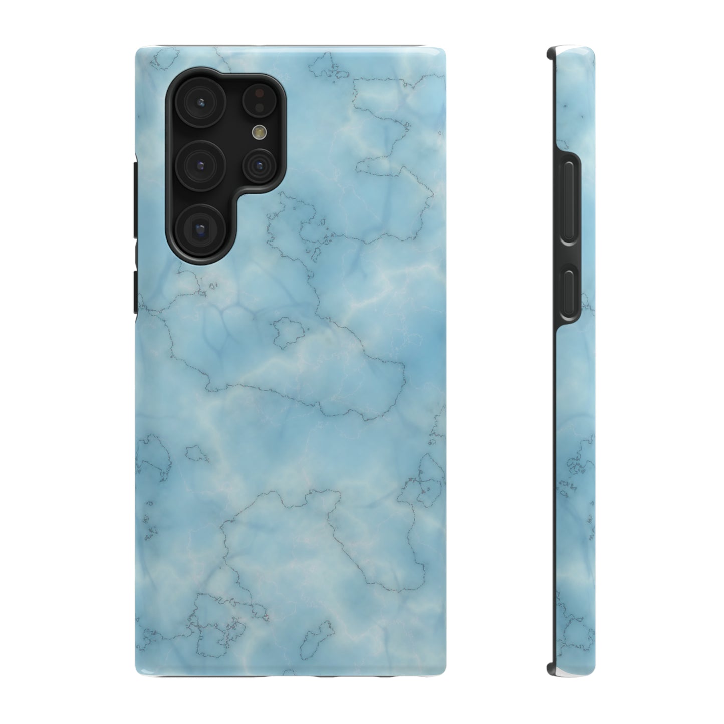 Light Blue Marble Glossy Impact Resistant Phone Case