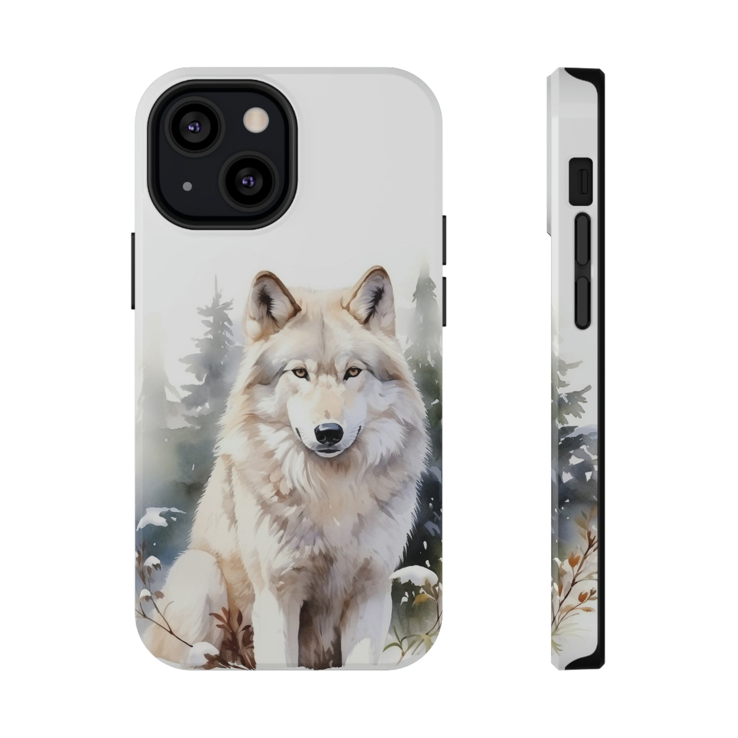 White Winter Wolf Impact Resistant Phone Case, Glossy Finish