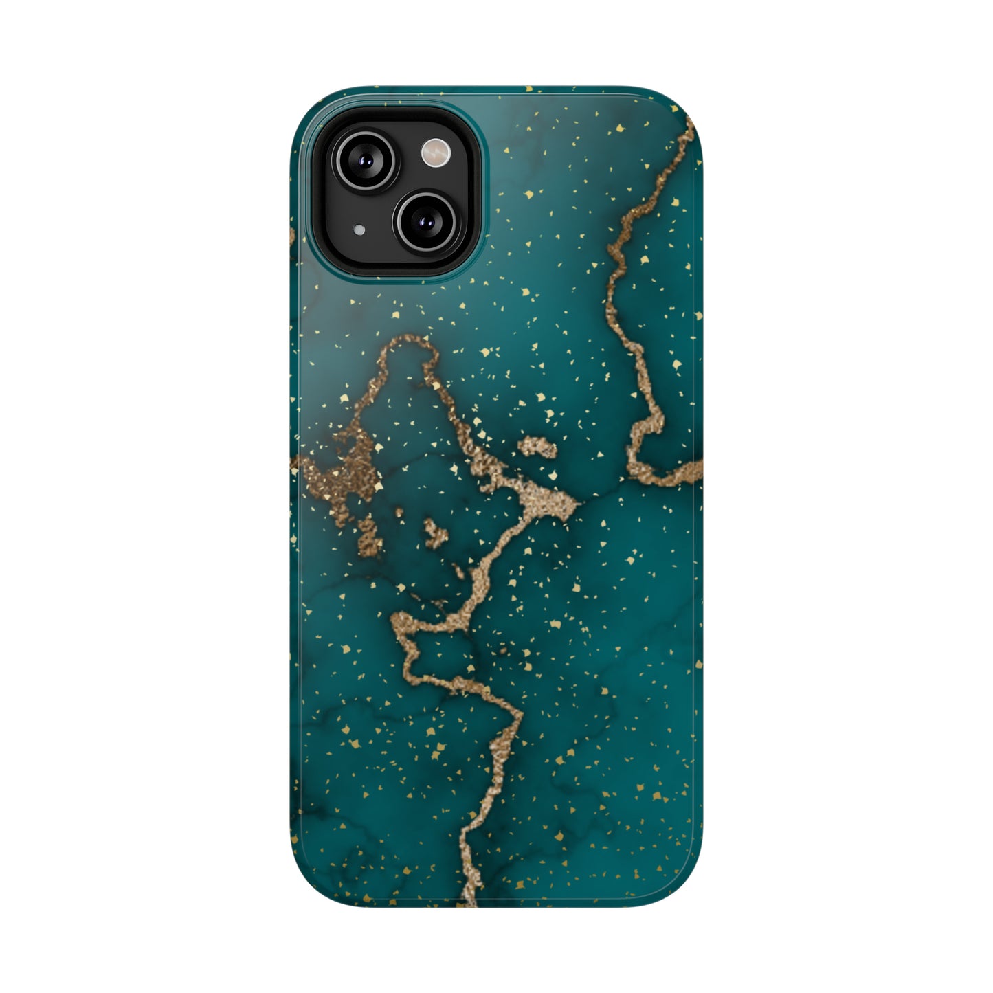 Teal & Gold Marble Phone Case Glossy Finish