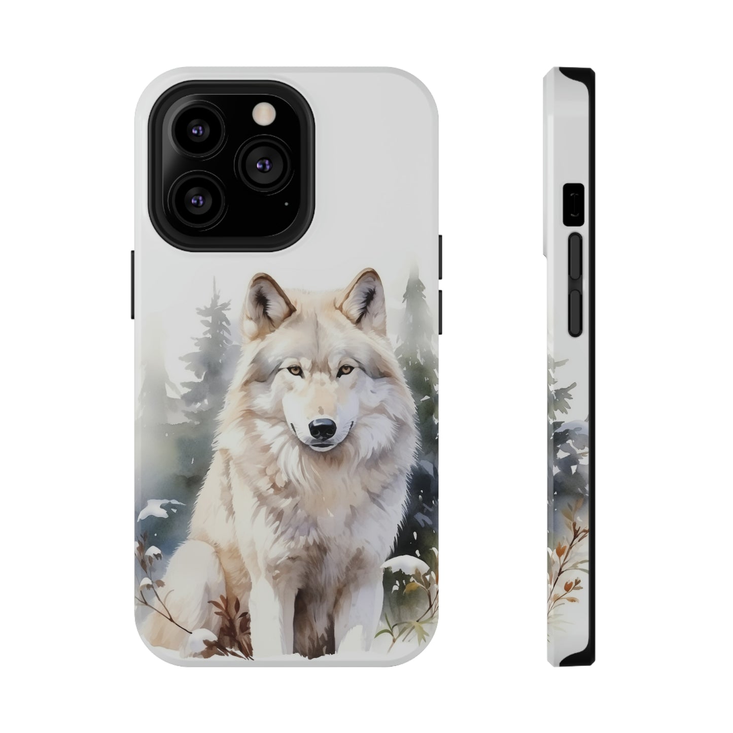 White Winter Wolf Impact Resistant Phone Case, Glossy Finish