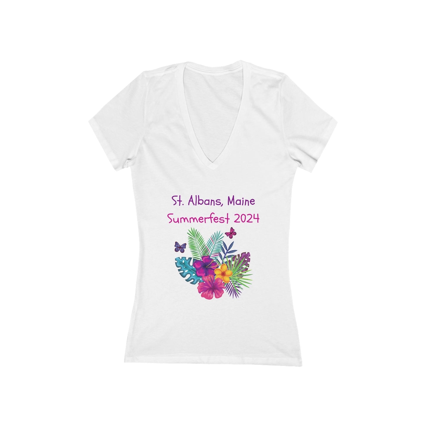 St. Albans Summerfest 2024 Floral Women's Deep V-Neck Tee