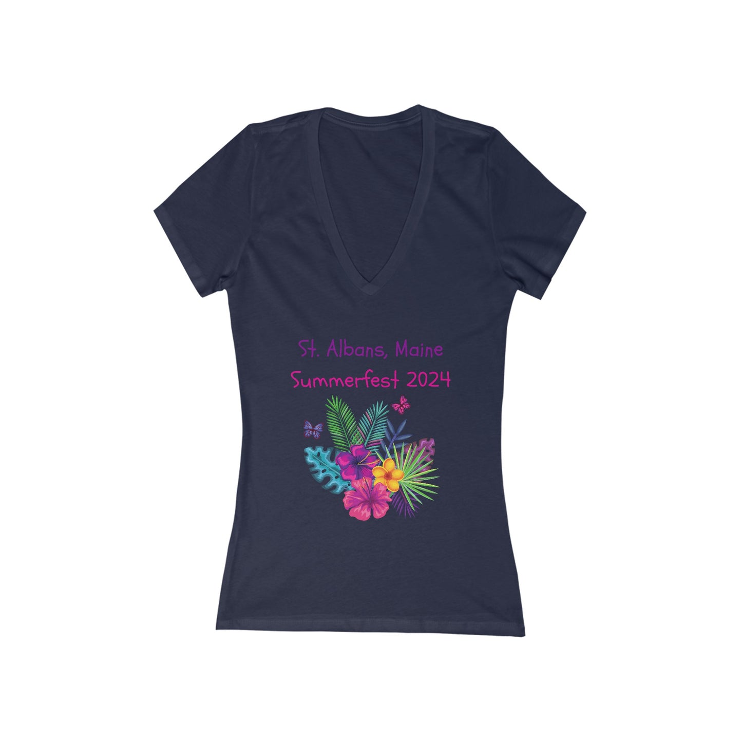 St. Albans Summerfest 2024 Floral Women's Deep V-Neck Tee