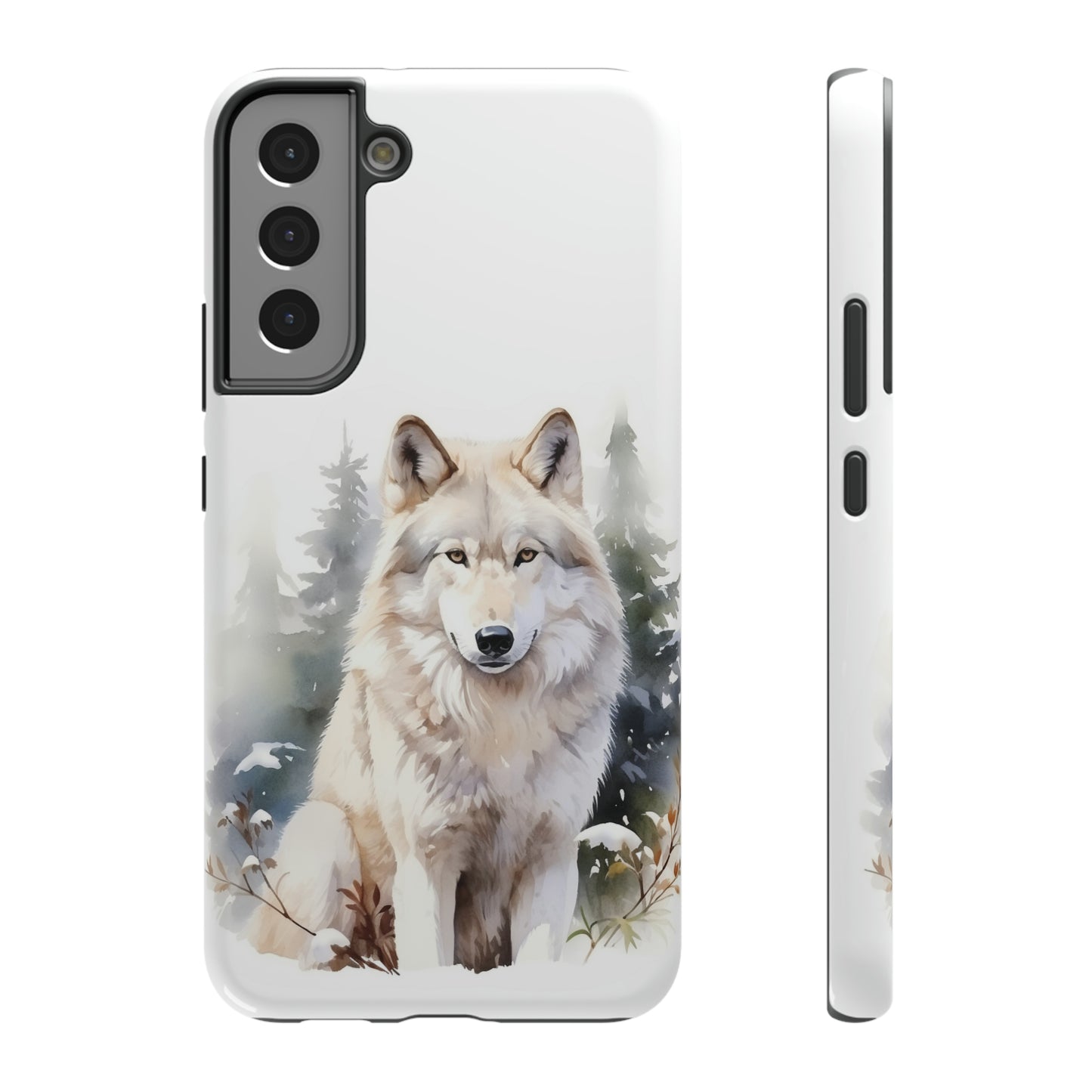 White Winter Wolf Impact Resistant Phone Case, Glossy Finish