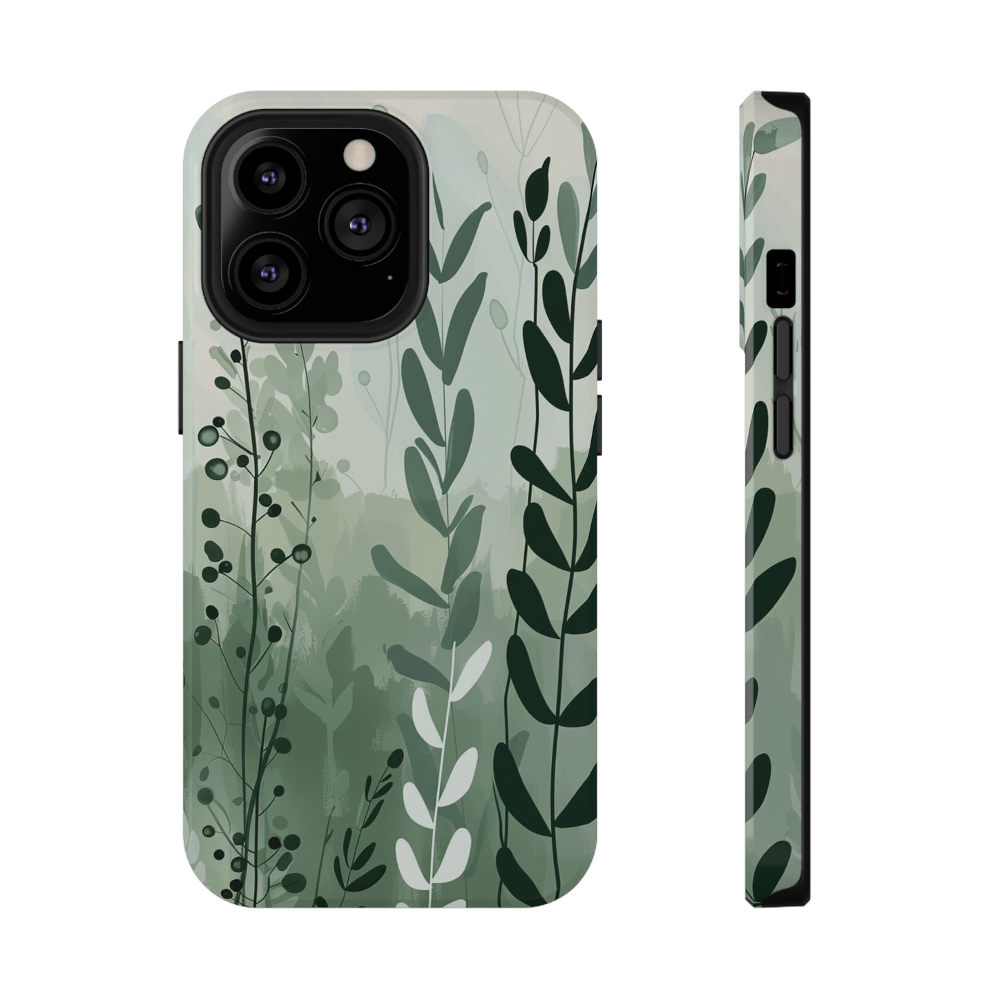 Sage Green Minimalist Floral Phone Case Glossy Finish