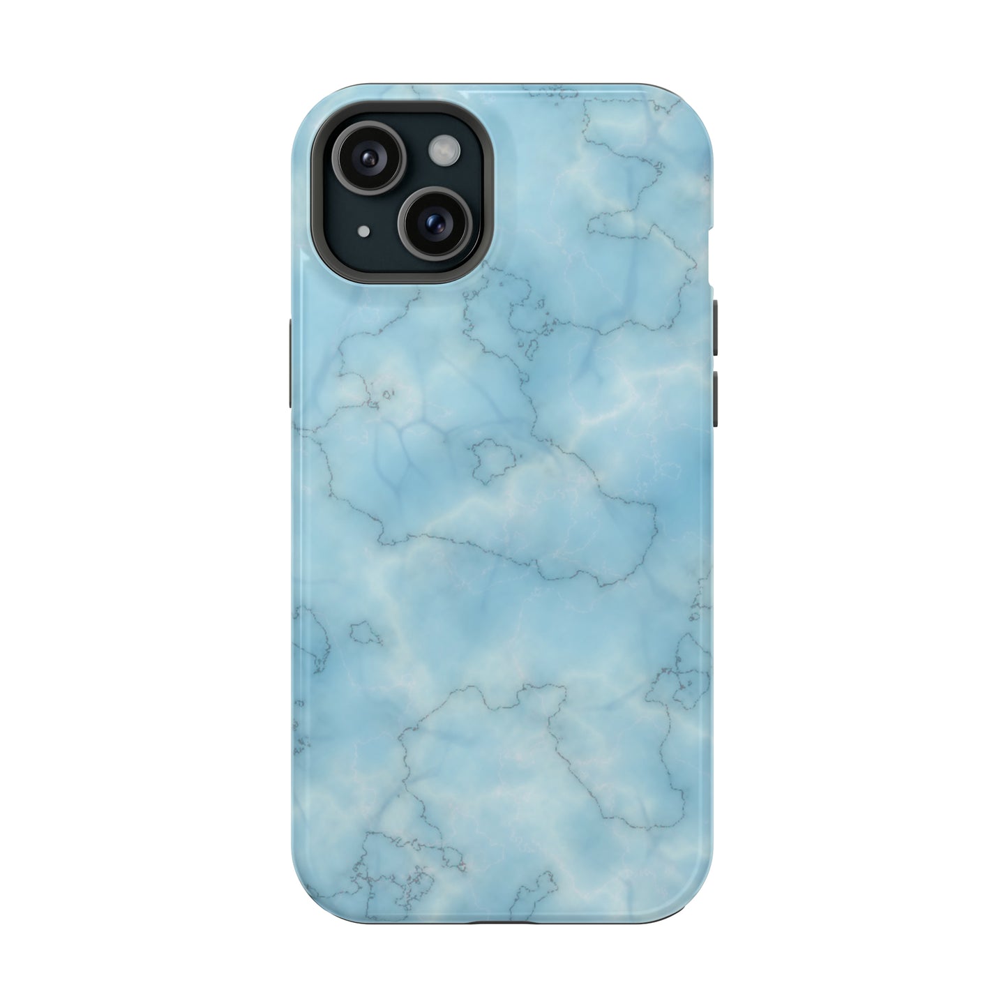 Light Blue Marble Glossy Impact Resistant Phone Case