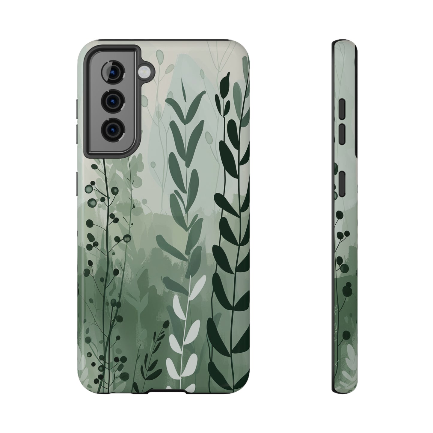 Sage Green Minimalist Floral Phone Case Glossy Finish