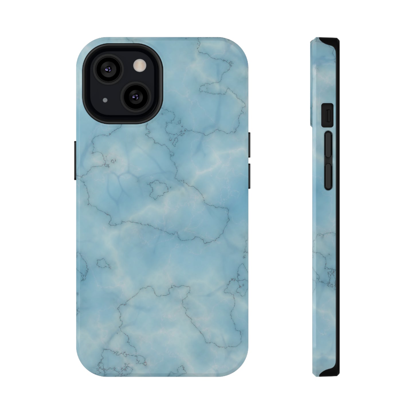 Light Blue Marble Glossy Impact Resistant Phone Case