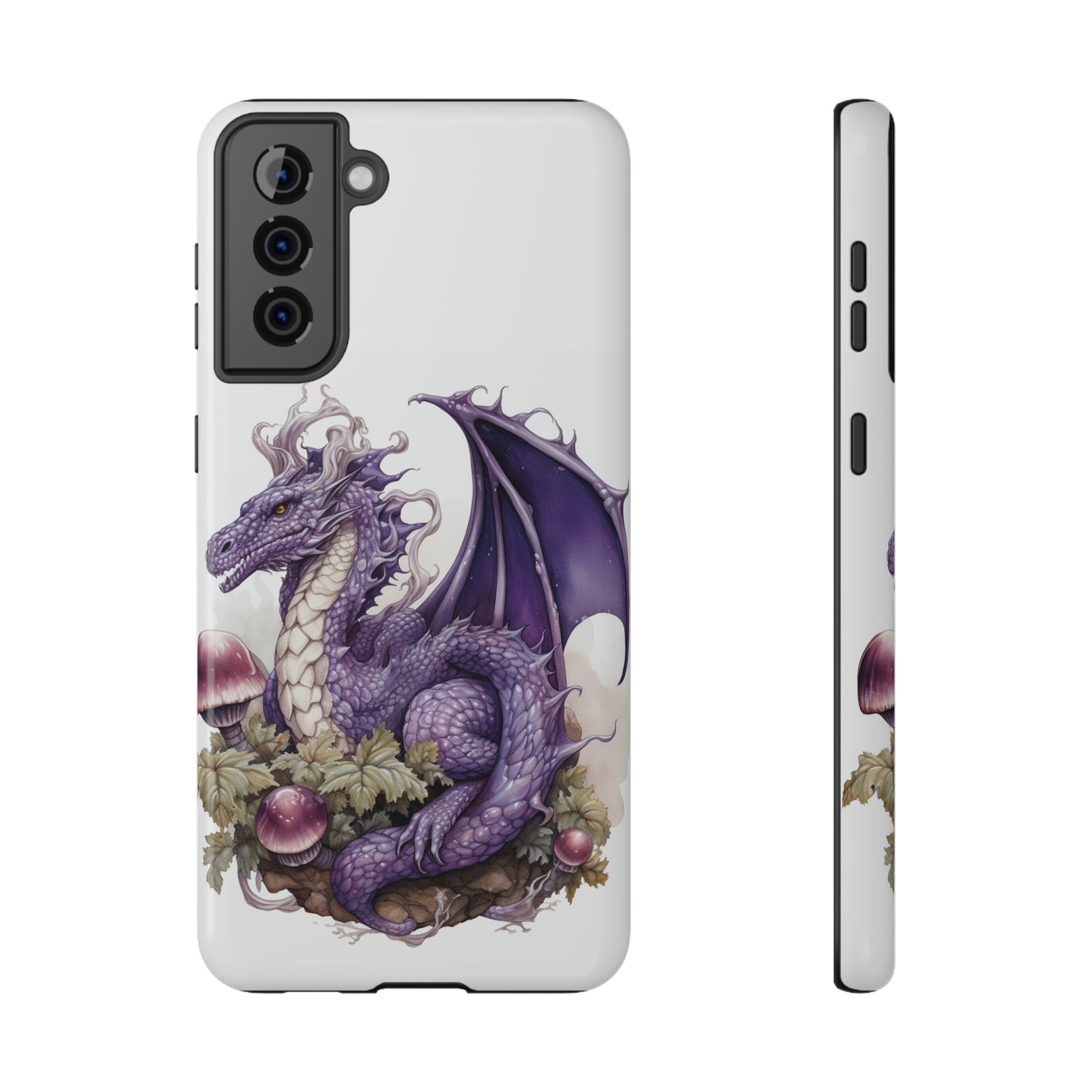 Purple Dragon and Mushrooms Glossy Impact Resistant Phone Case