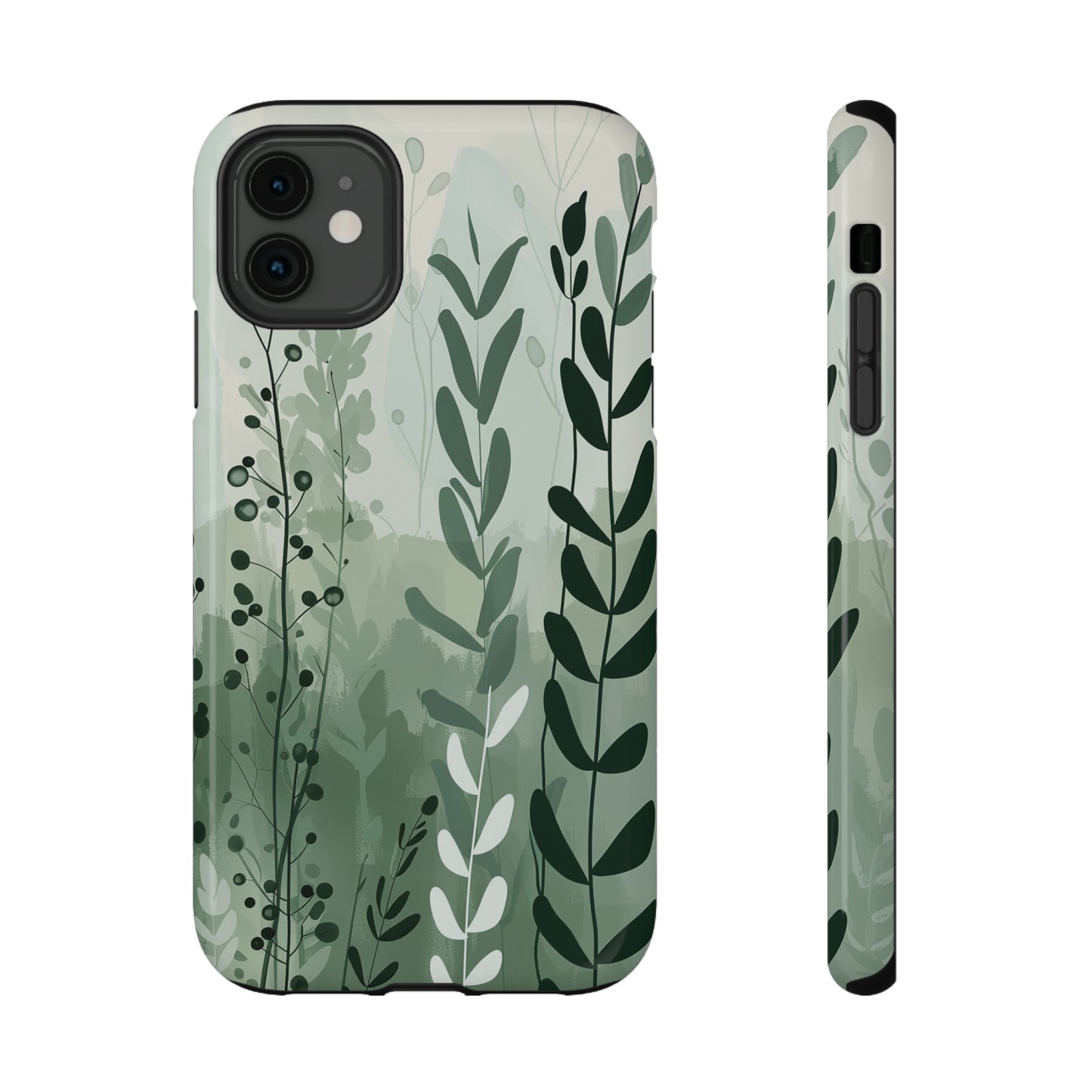 Sage Green Minimalist Floral Phone Case Glossy Finish