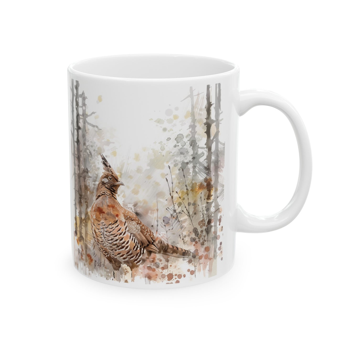 Ruffed Grouse Woodland Watercolor Style Mug