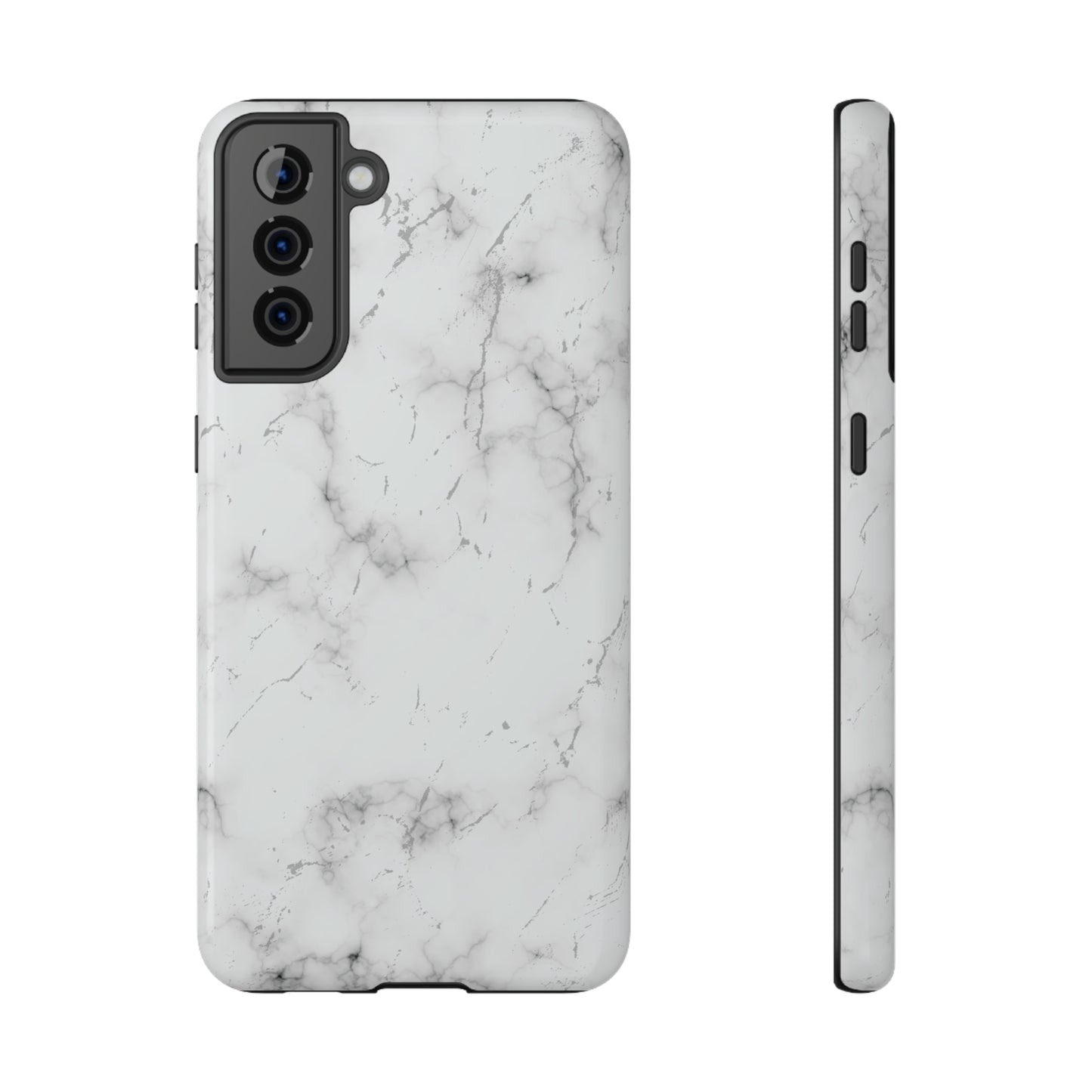 White and Black Glossy Impact Resistant Phone Case