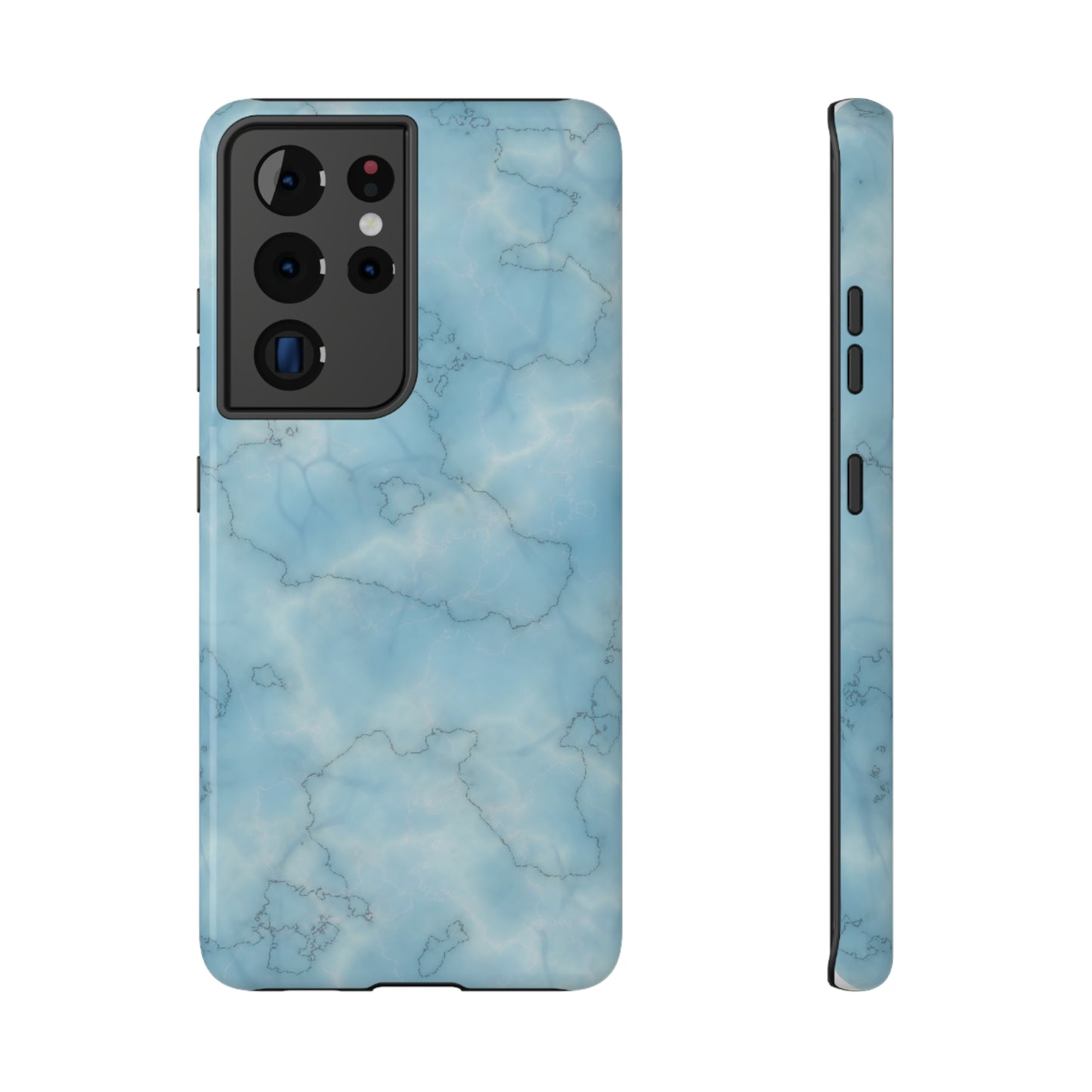 Light Blue Marble Glossy Impact Resistant Phone Case