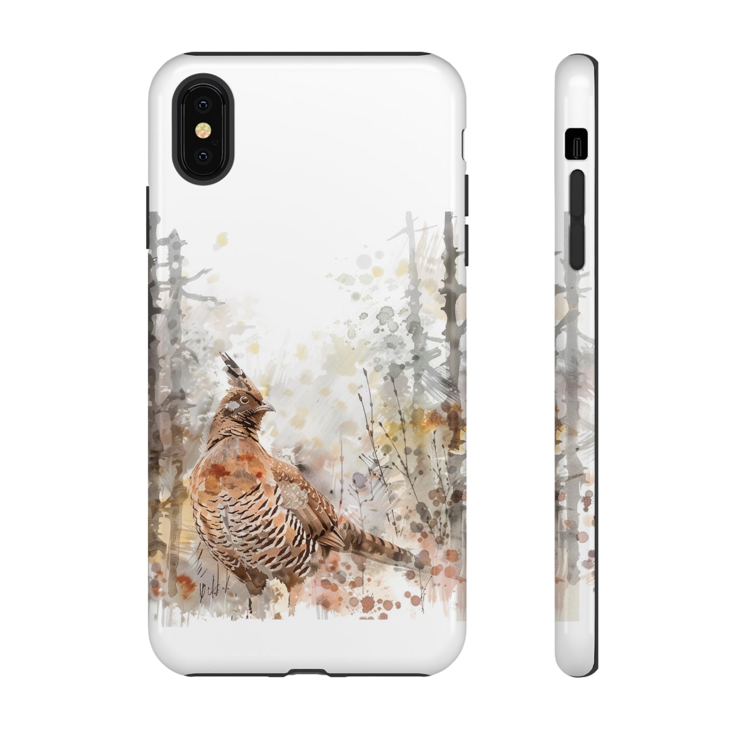 Patridge Ruffed Grouse Watercolor Style Phone Case