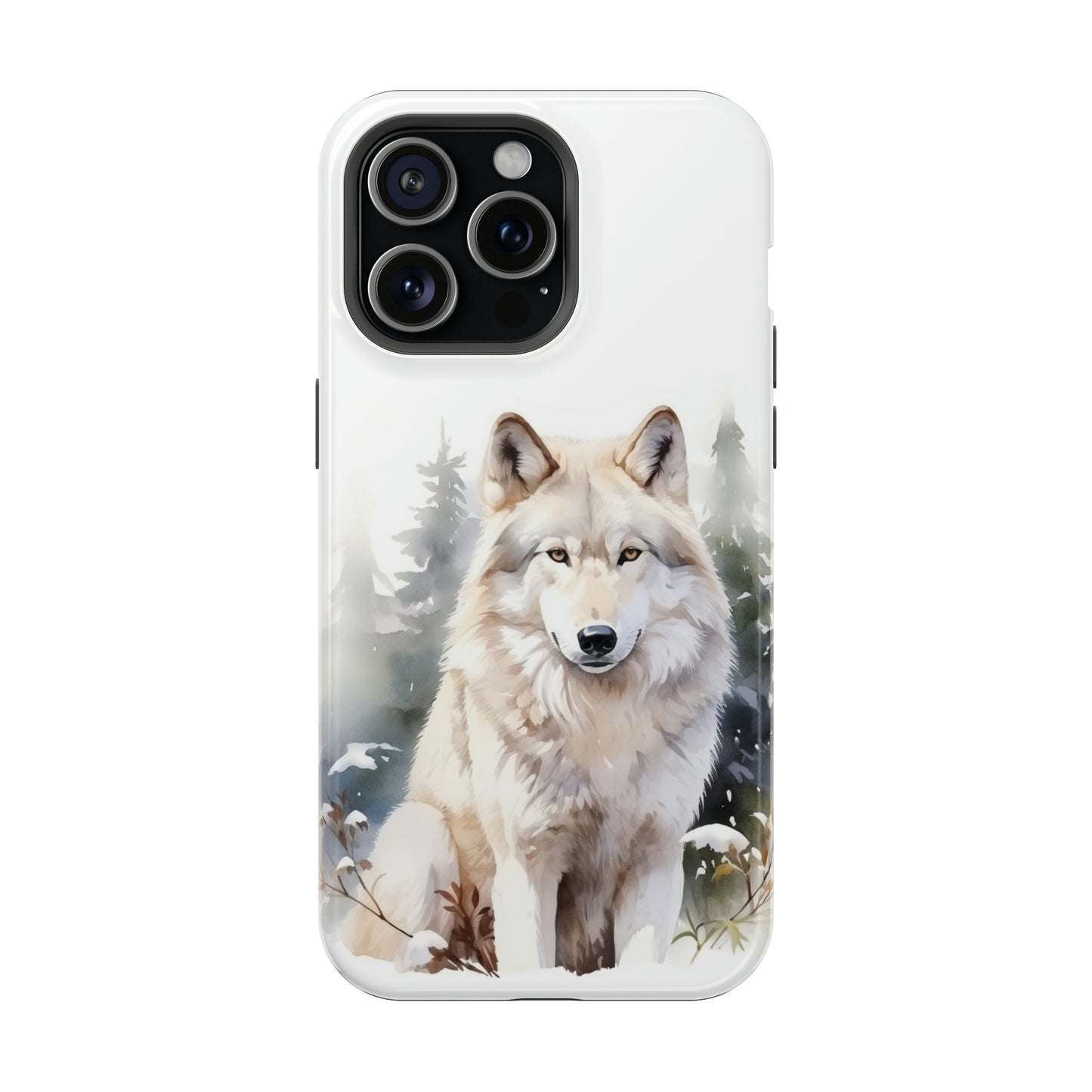 White Winter Wolf Impact Resistant Phone Case, Glossy Finish