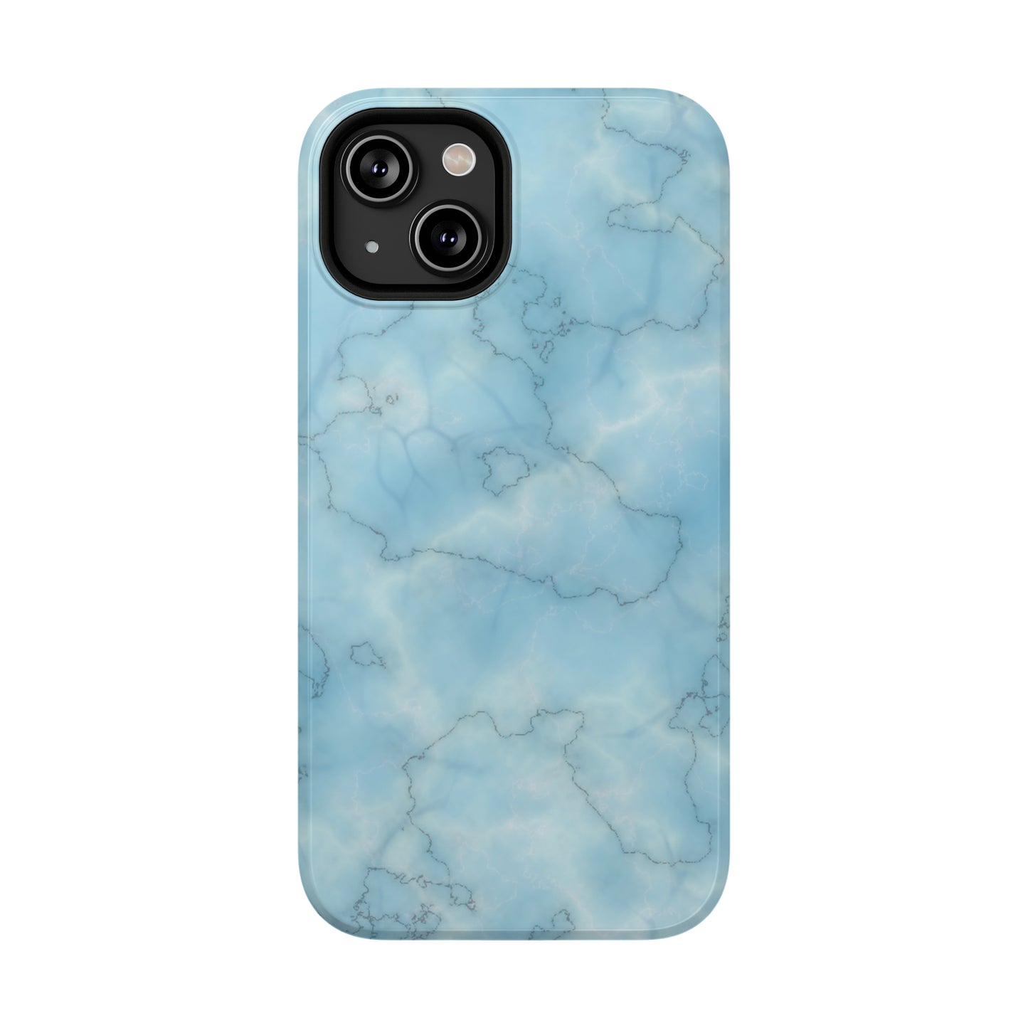 Light Blue Marble Glossy Impact Resistant Phone Case