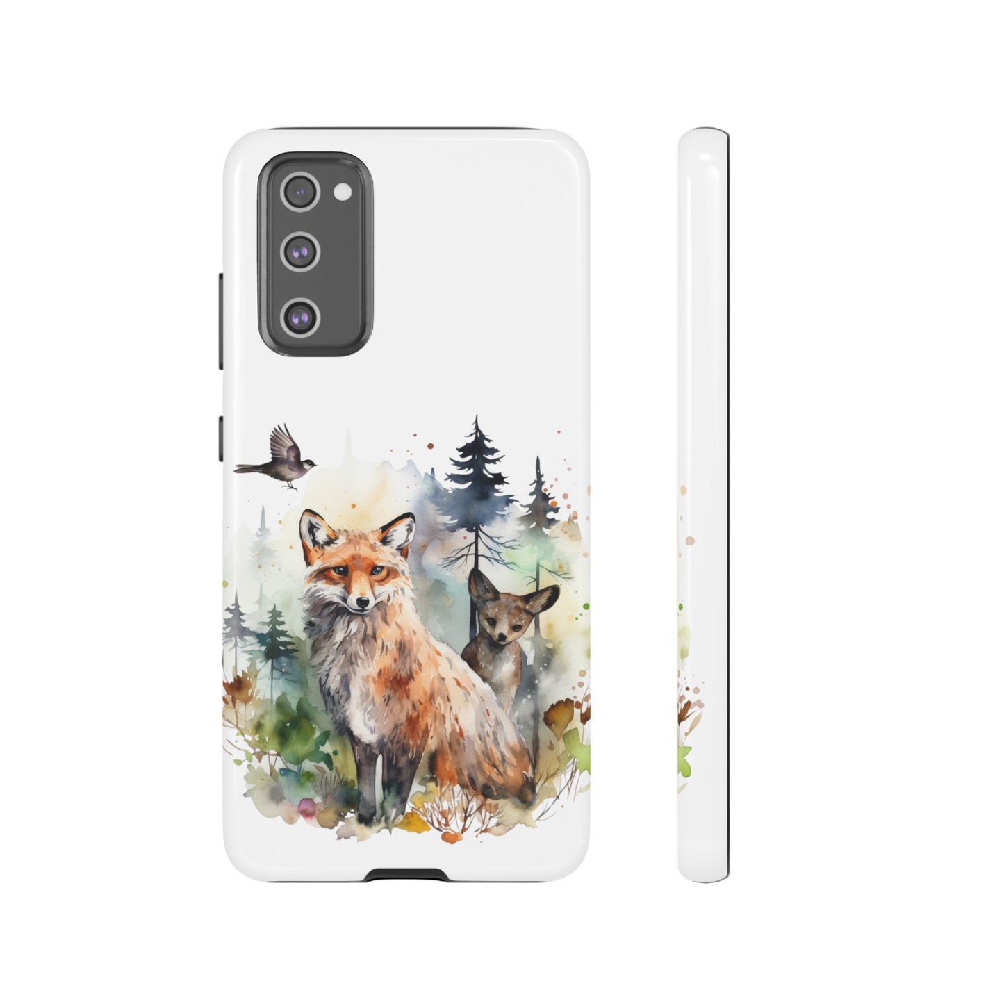 Red Fox Woodland Scene Watercolor Style Phone Case